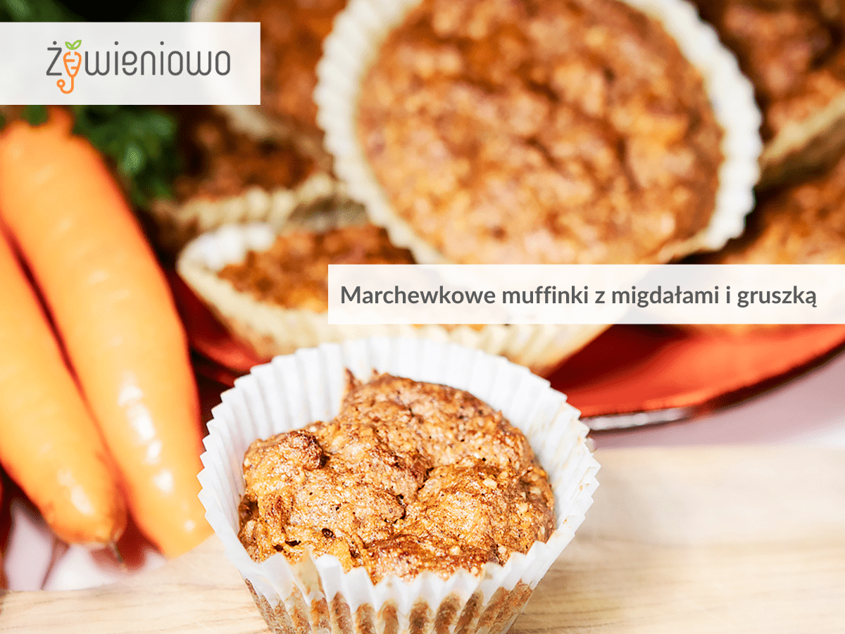Marchewkowe muffinki z&nbsp;migdałami i&nbsp;gruszką
