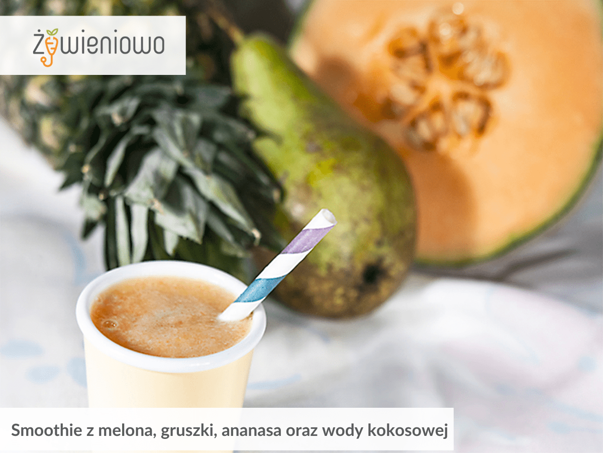 Smoothie z&nbsp;melona, gruszki, ananasa oraz&nbsp;wody kokosowej.