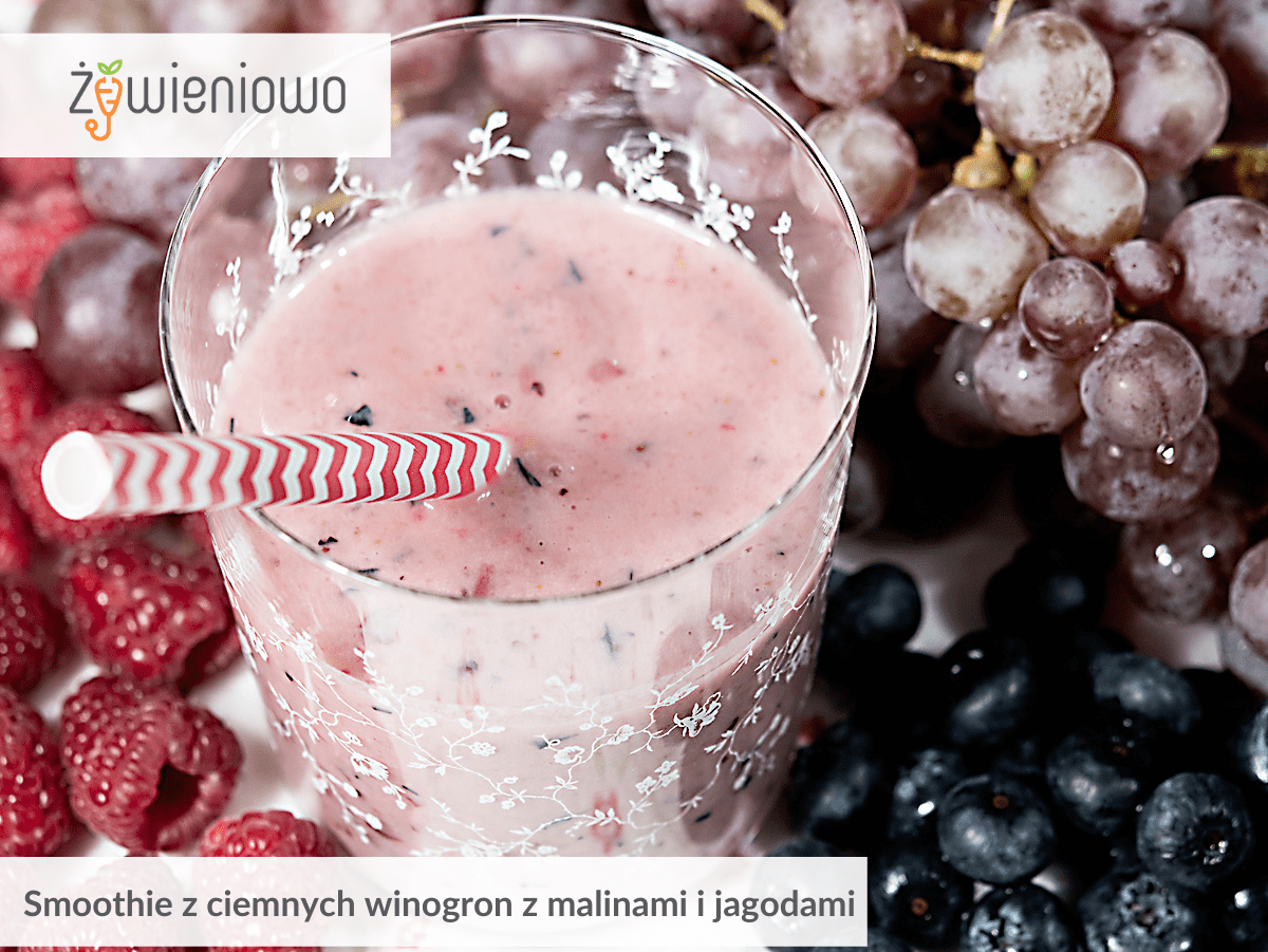 Smoothie z&nbsp;ciemnych winogron z&nbsp;malinami i&nbsp;jagodami